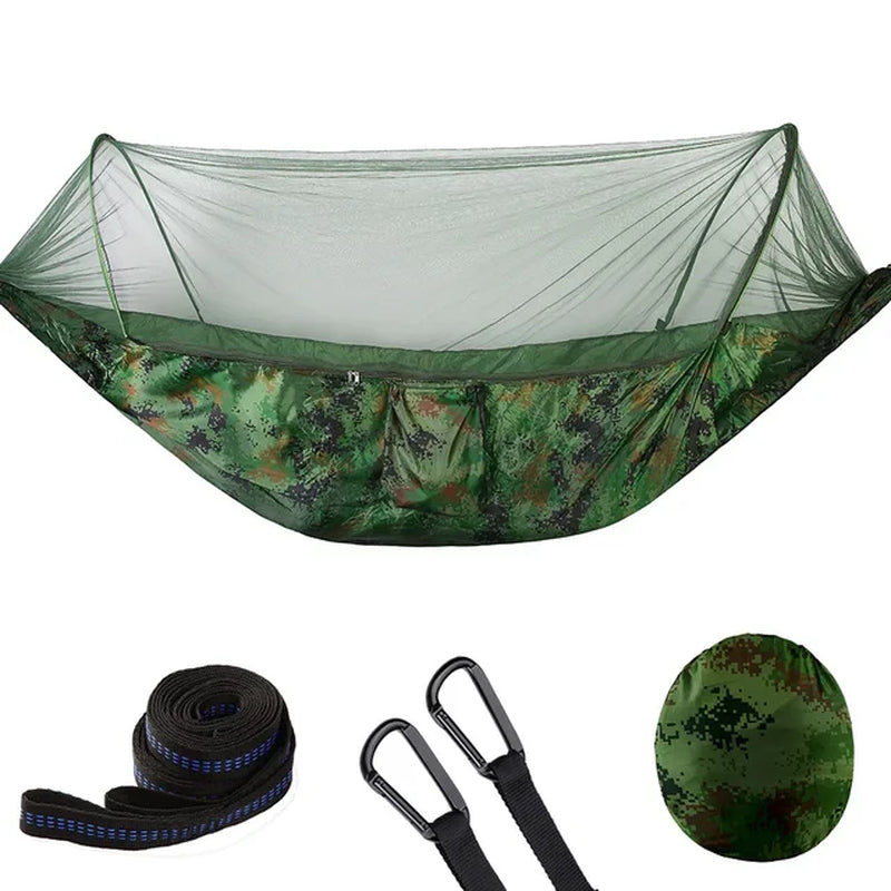 2023 Portable Camping Hammock with Mosquito Net and Pop-Up Light