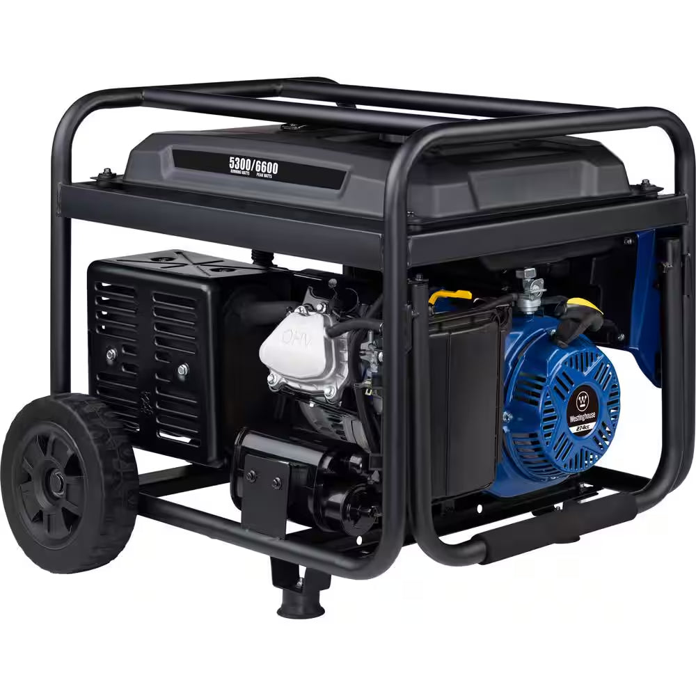 6,600/5,300-Watt Gas Powered Portable Generator with Recoil Start, 30A 120/240V Outlet