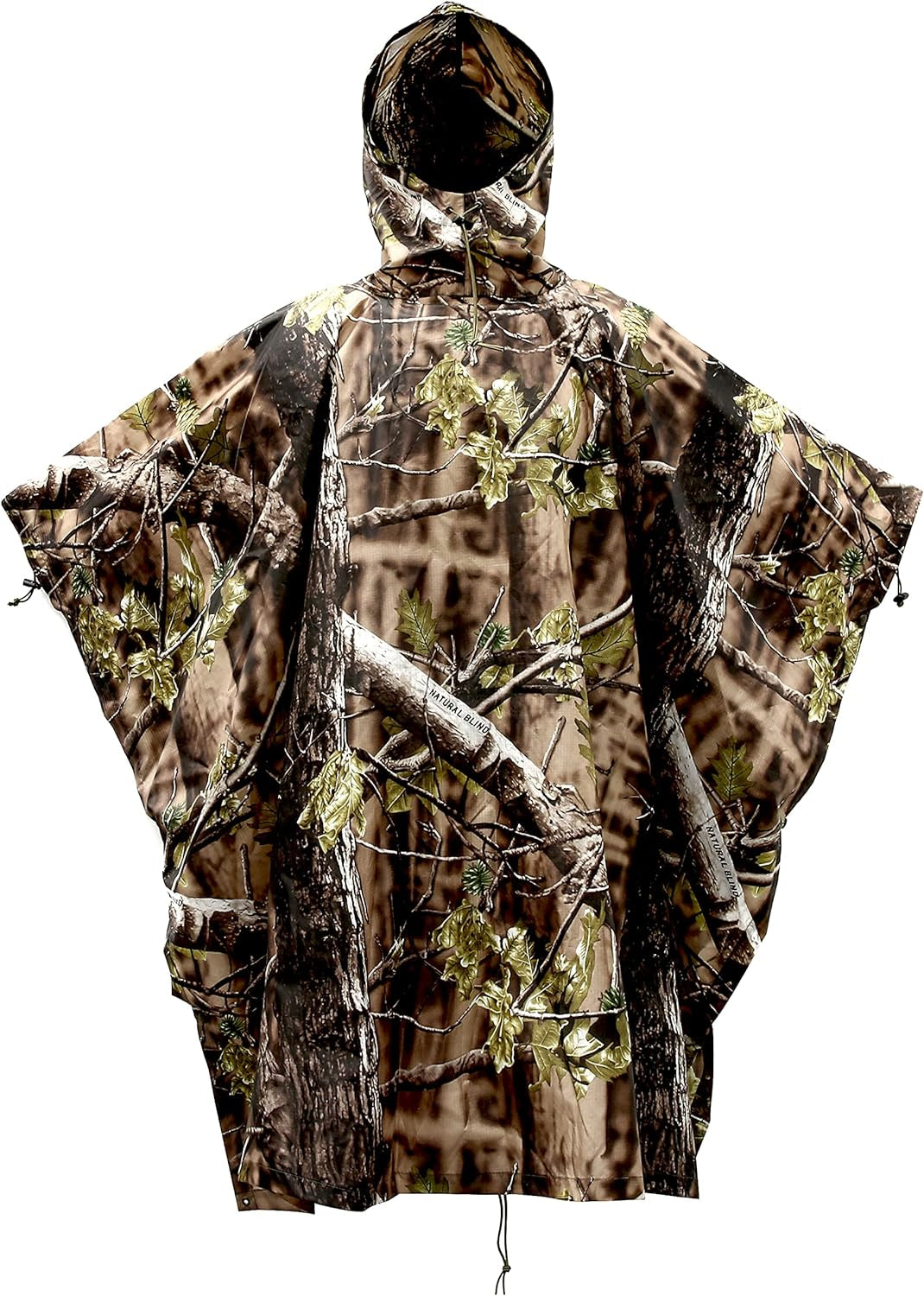 Hooded Waterproof Camouflage Rain Poncho with Blind Pattern for Outdoor Activities