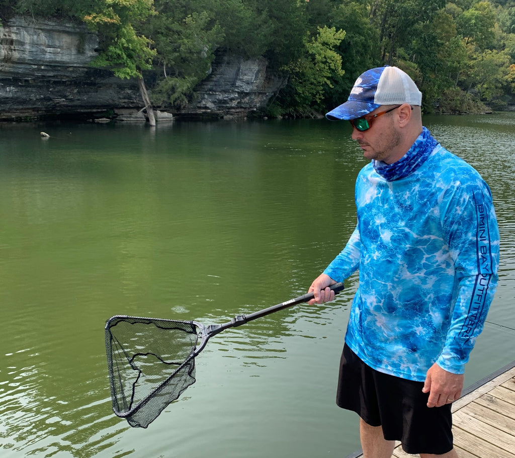 Collapsible Fishing Net with 16 x 14 Hoop and Black Transparent Mesh
