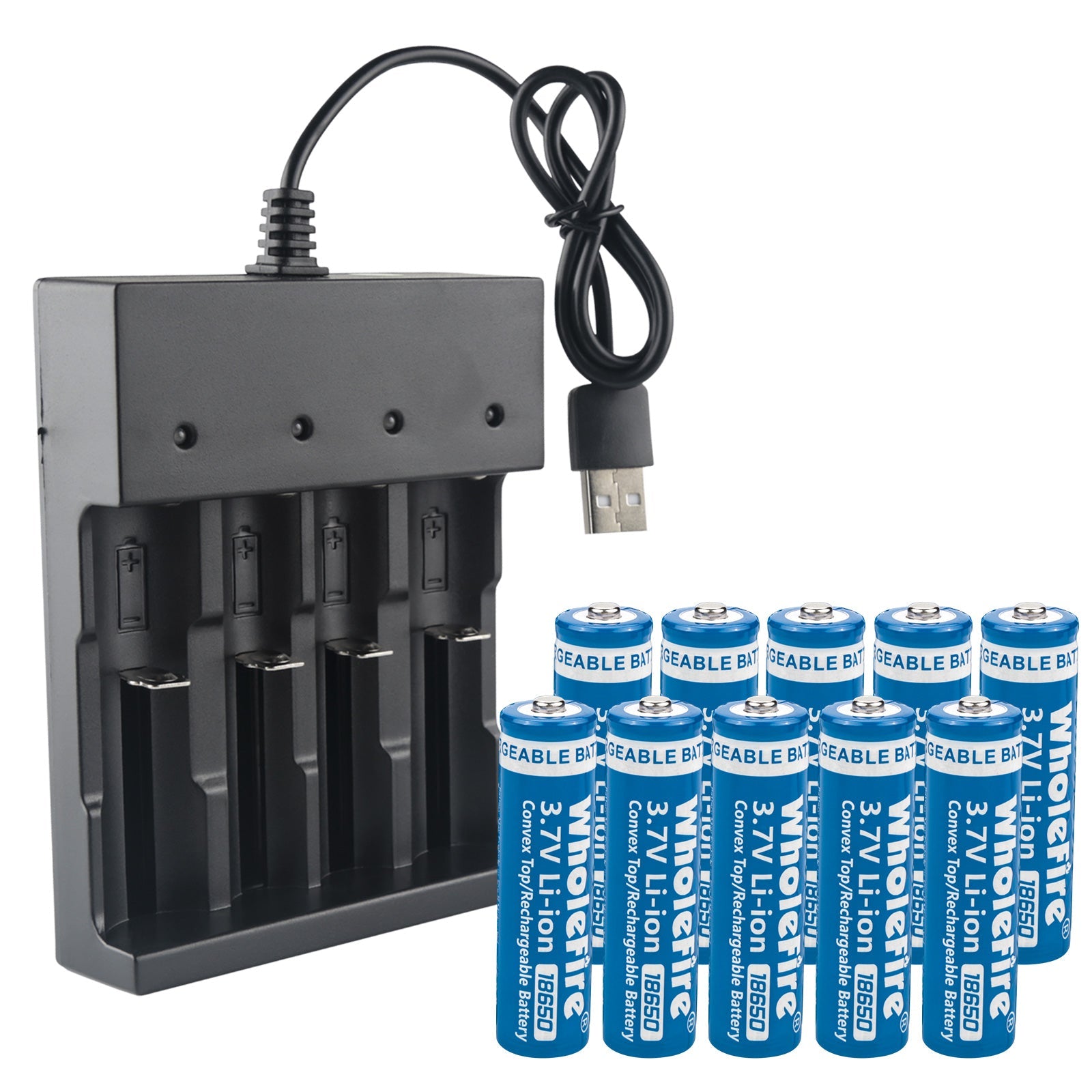 18650 Li-ion 3.7V Rechargeable Batteries – 5000mAh High Capacity Button Top Pack of 2