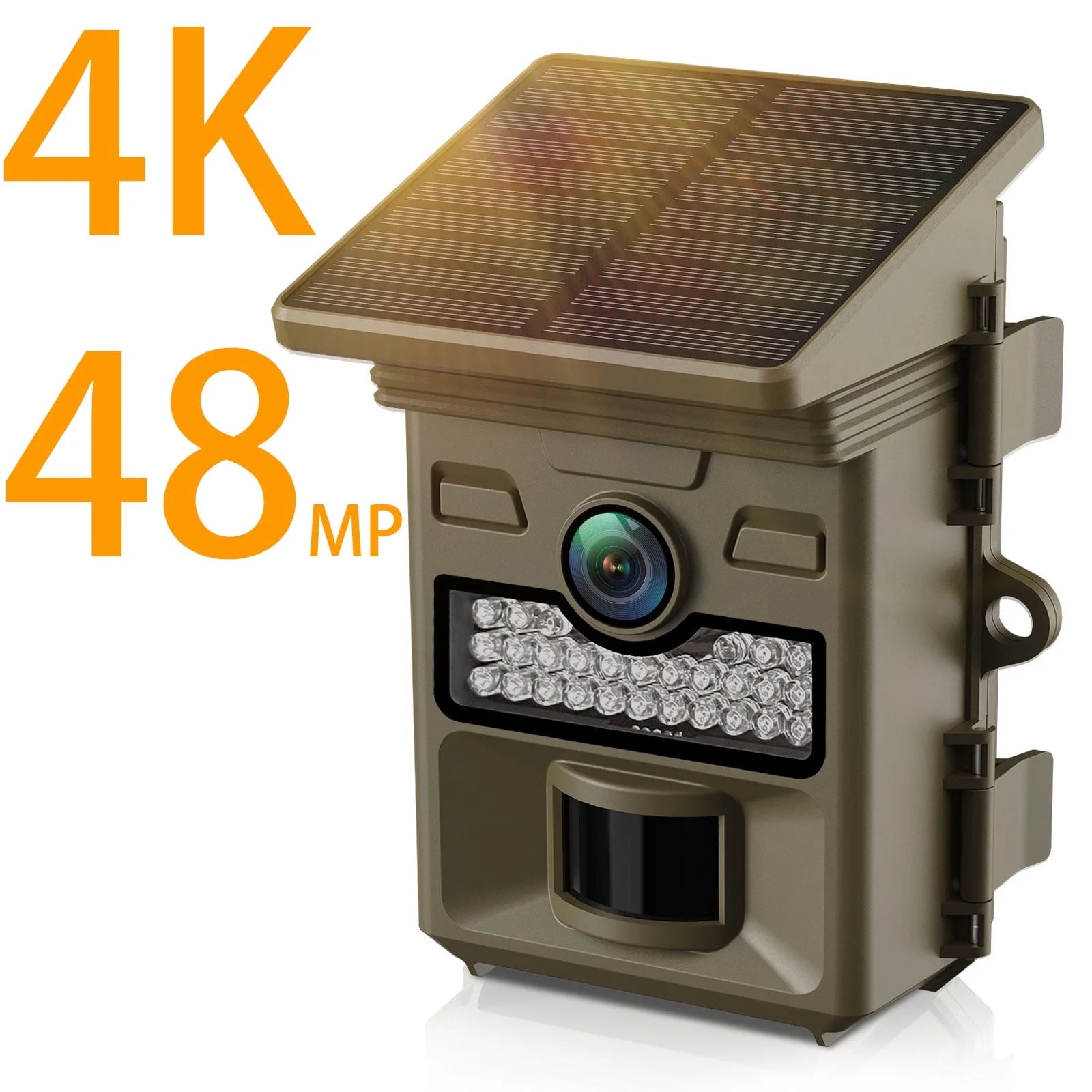 48MP 4K Solar Trail Camera with Night Vision, Motion Activation, and Waterproof Design for Hunting Game