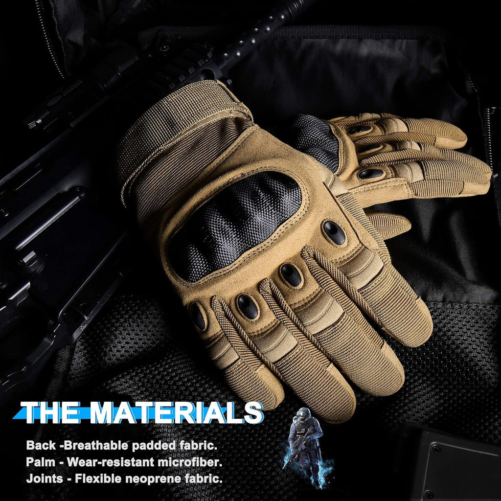 Men's Tactical Gloves with Touchscreen Capability for Airsoft, Paintball, and Motorcycle Use