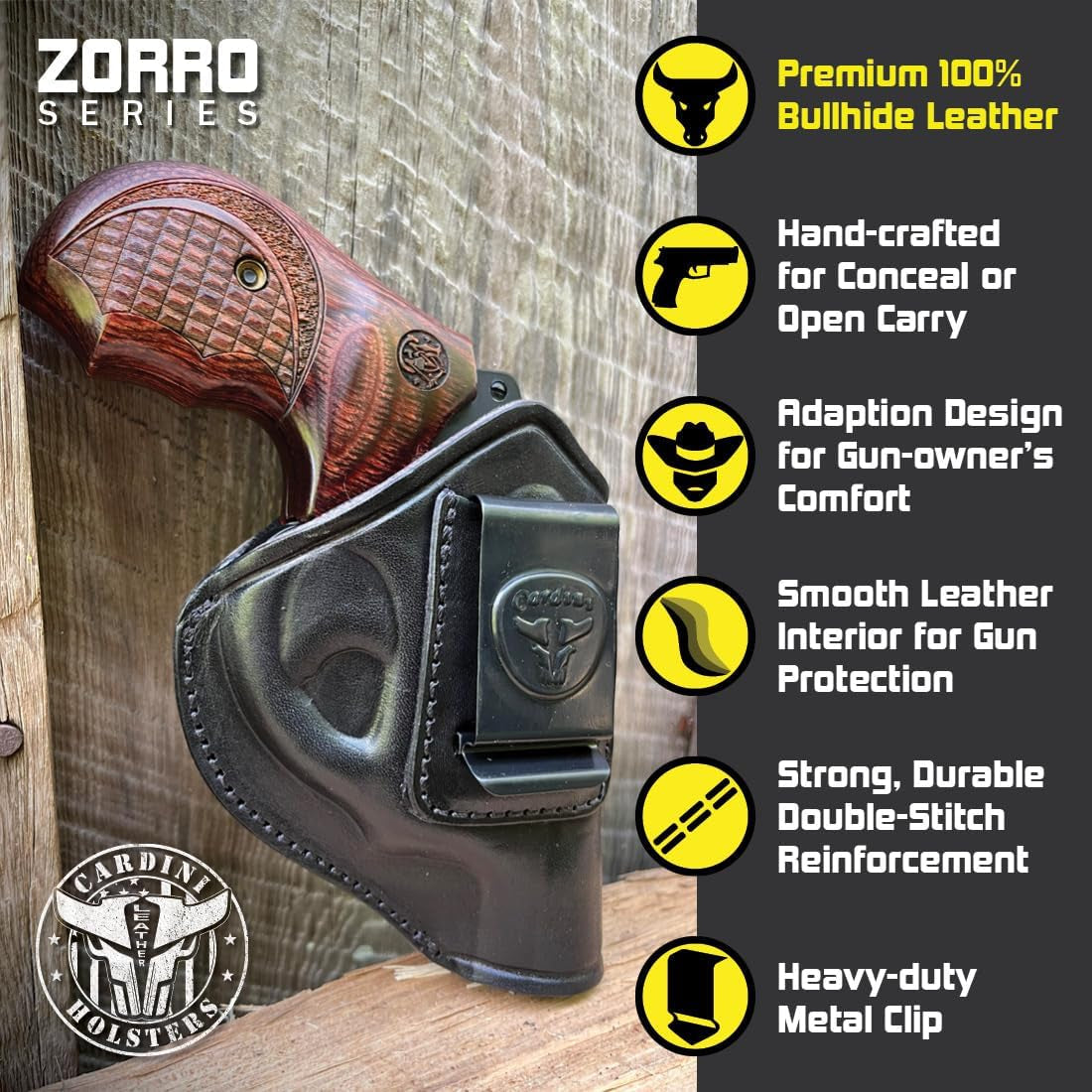 IWB Leather Holster for Snub Nose Revolvers