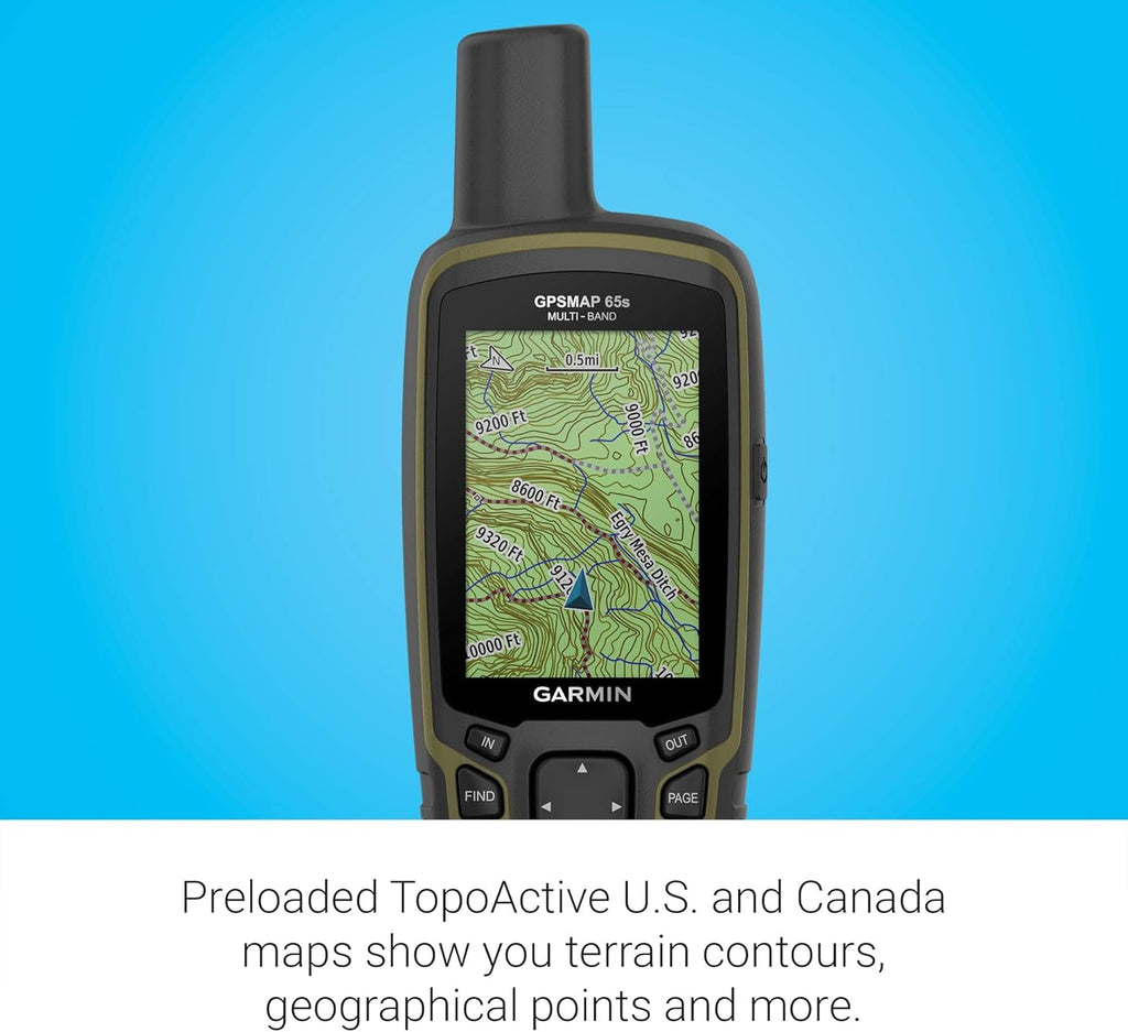 Garmin GPSMAP 65S, Button-Operated Handheld with Altimeter and Compass, Expanded Satellite Support and Multi-Band Technology, 2.6" Color Display