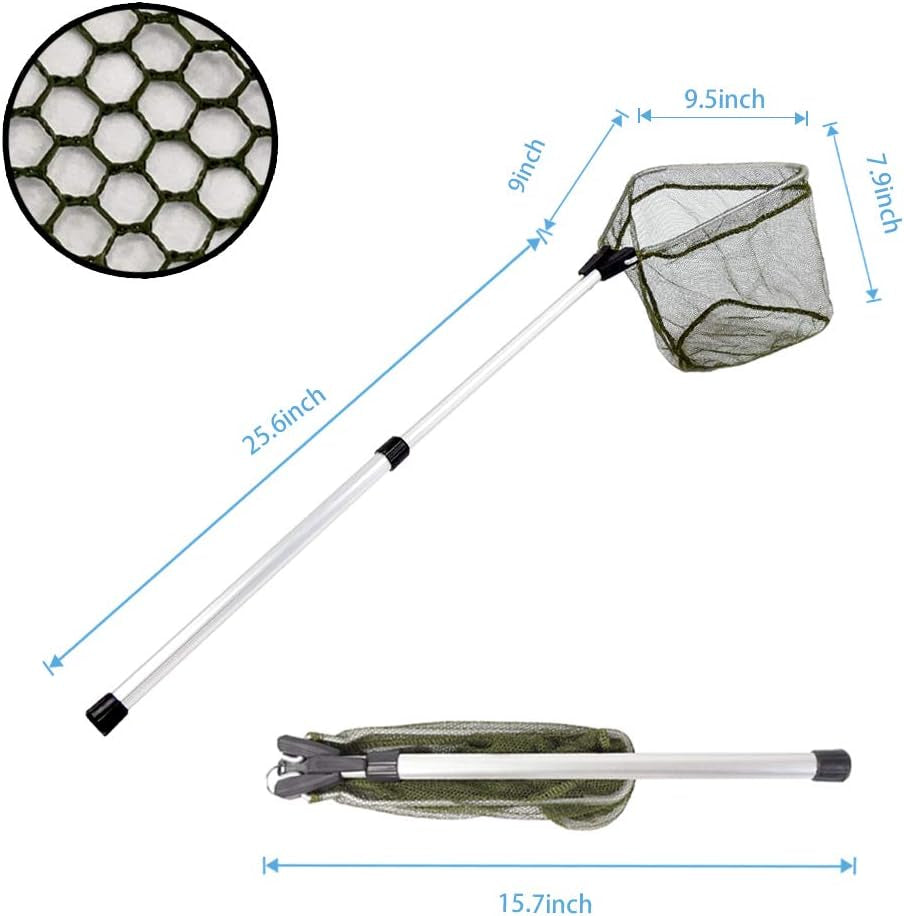 Children's Aluminum Collapsible Telescopic Fishing Net with Nylon Mesh - Ideal for Lakes and Outdoor Play
