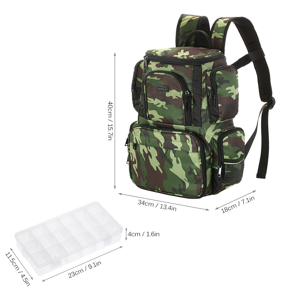 Lixada Waterproof Fishing Backpack with Adjustable Straps and Tackle Storage Bag + Tackle Boxes