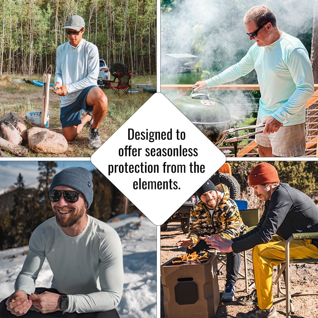 Men's Outdoor UPF 50+ Long Sleeve T-Shirt with UV Sun Protection for Fishing, Running, Hiking, and Swimming