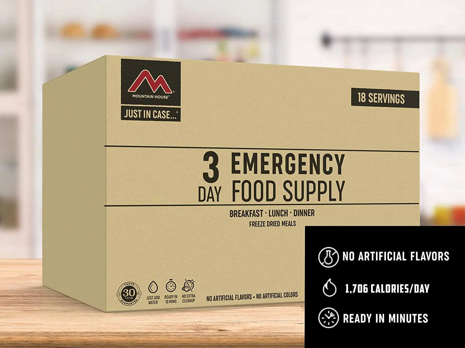 3-Day Emergency Food Supply Kit with Freeze Dried Meals - 18 Servings