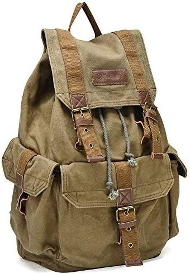 High Density Thick Canvas Backpack Rucksack in Army Green - Large