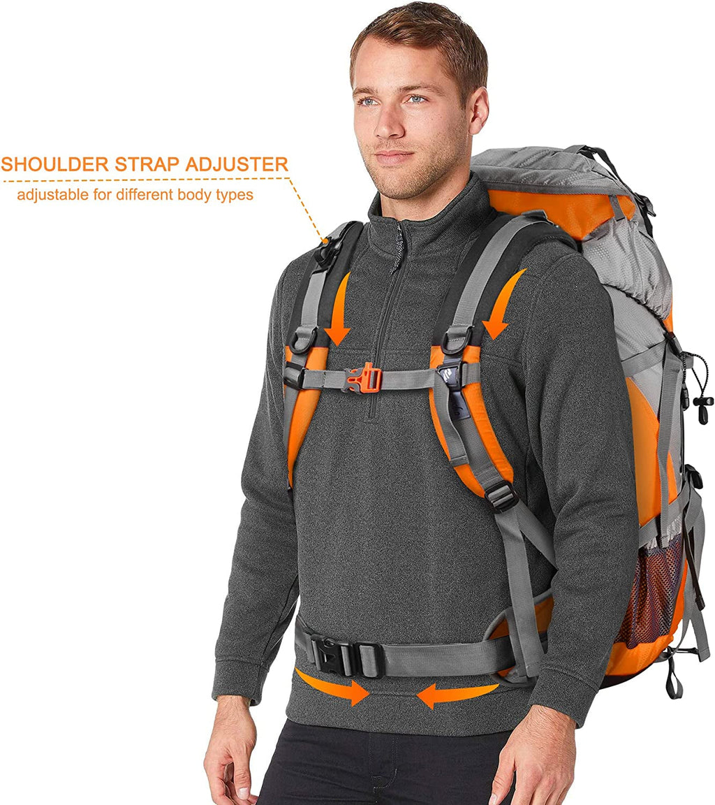 50L Waterproof Hiking Backpack with Rain Cover and Lightweight Design