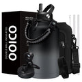 64oz Insulated Stainless Steel Water Bottle with Straw, Spout Lid, Paracord Handle, Carrier Bag, and Cup Mat - Keeps Cold for 48 Hours, Hot for 24 Hours