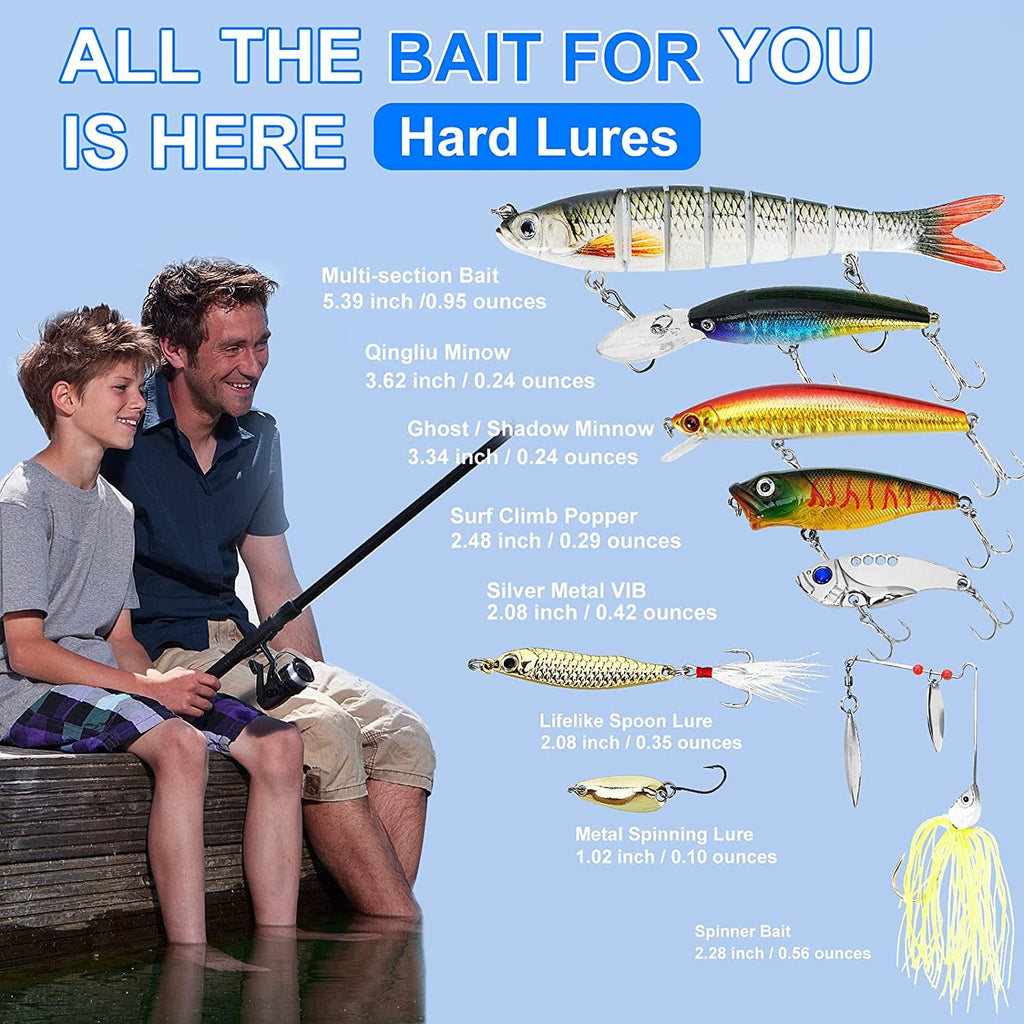 Comprehensive Fishing Lures Tackle Box Kit for Bass Fishing in Saltwater and Freshwater