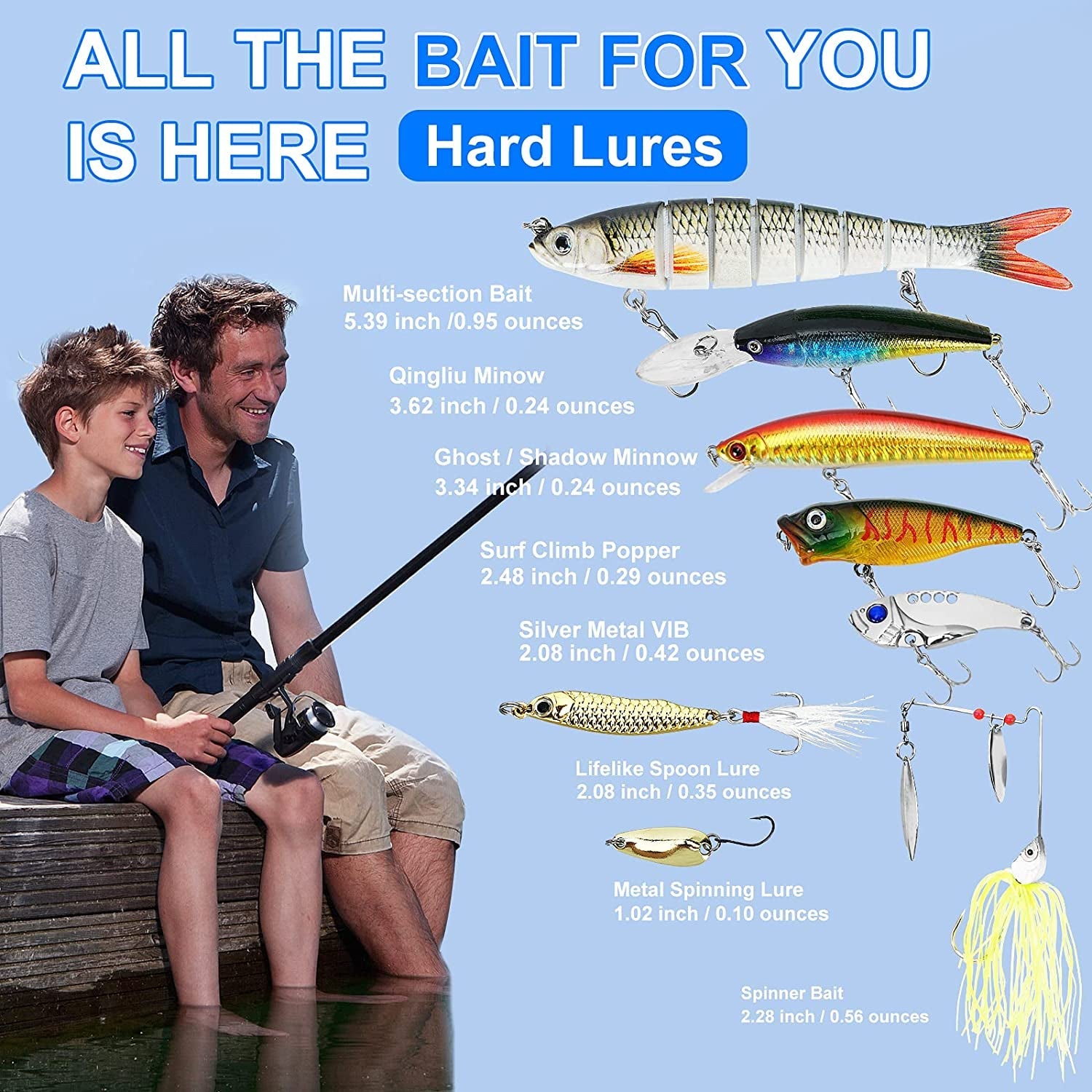 Comprehensive Fishing Lures Tackle Box Kit for Bass Fishing in Saltwater and Freshwater