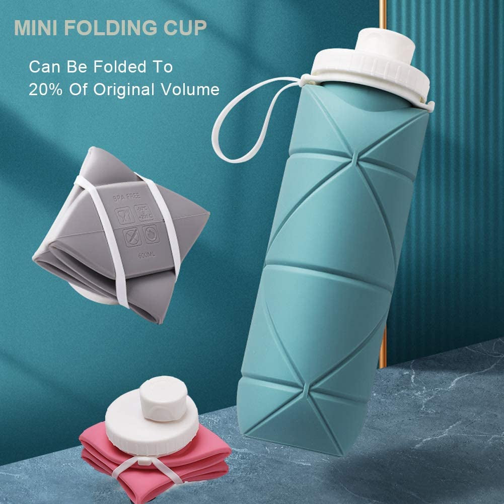 Collapsible Reusable Silicone Water Bottles with Valve for Hiking