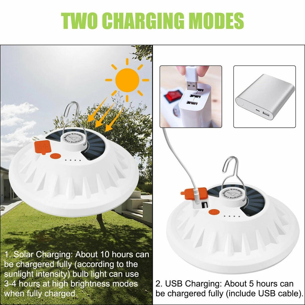Outdoor Camping Tent Light with 60 LED, Rechargeable USB & Solar Powered - Ideal for Hiking