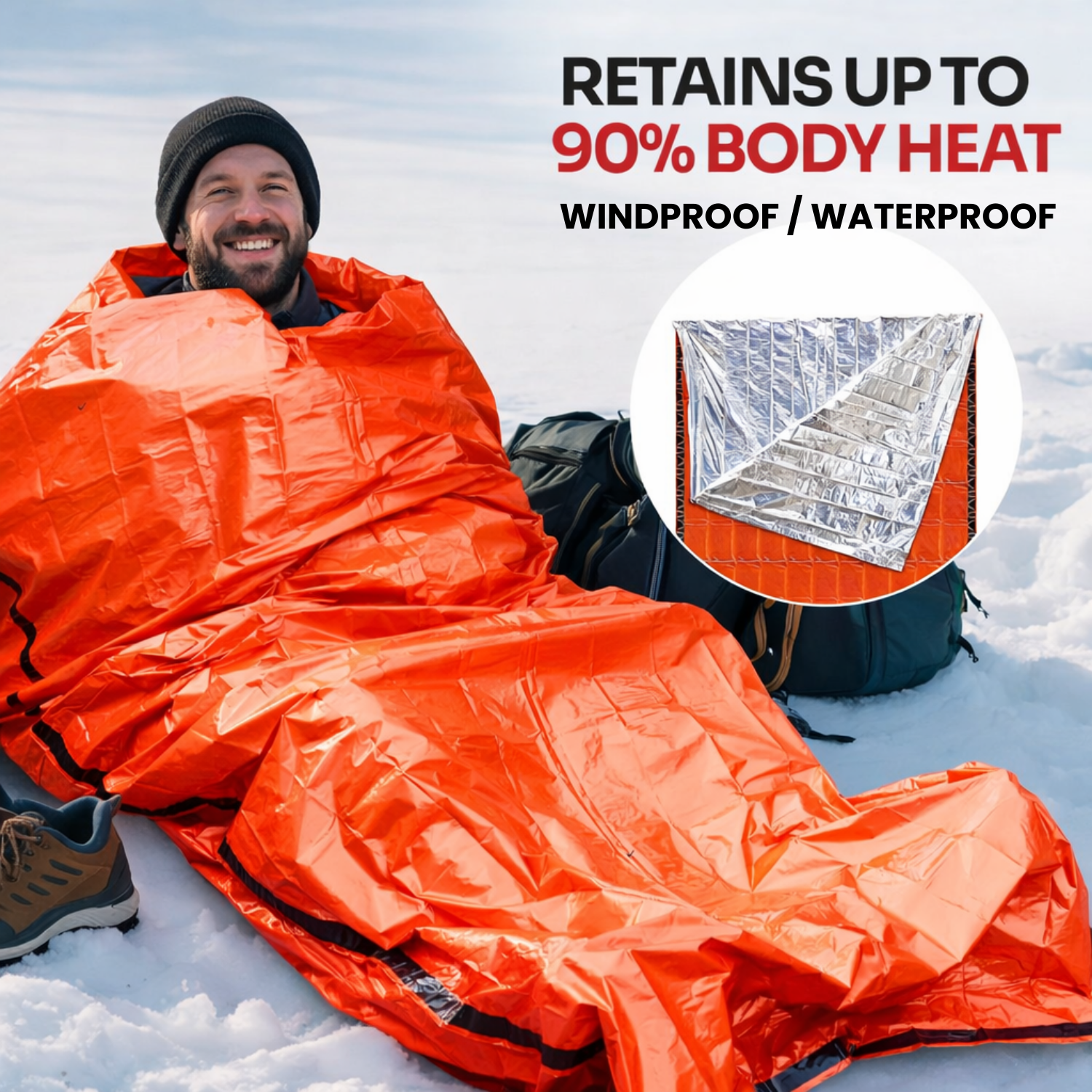 Emergency Sleeping Bag - Thermal Bivy  for Camping, Hiking, Outdoor and Survival Blanket Kit