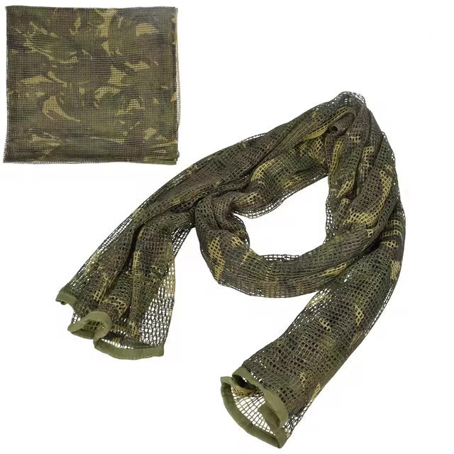 Camo Mesh Tactical Scarf – Breathable Multi-Use Outdoor & Concealment Gear