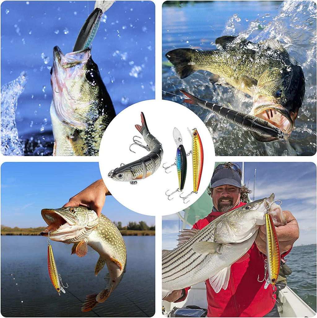Comprehensive Fishing Lures Tackle Box Kit for Bass Fishing in Saltwater and Freshwater