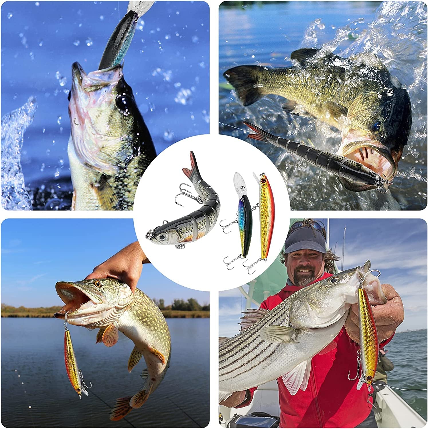 Comprehensive Fishing Lures Tackle Box Kit for Bass Fishing in Saltwater and Freshwater