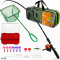 Junior Fishing Rod Combo Set - Complete Fishing Equipment for Kids with Tackle, Lures, Net, and Carry Bag