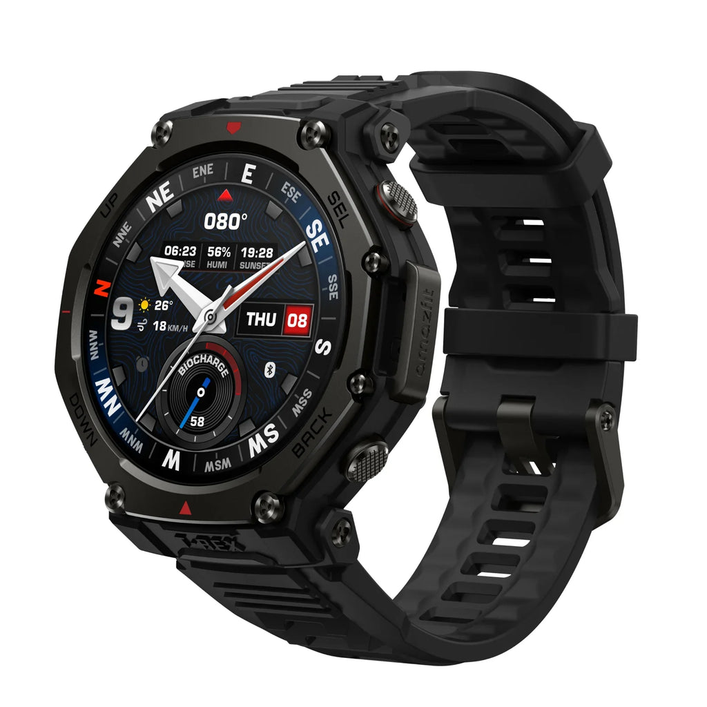 Amazfit T-Rex 3 Pro Outdoor Smart Watch 44Mm Sapphire AMOLED Display with Flashlight, Ti Bezel, Dual Band GPS, Offline Maps, 17 Days Battery, 10 ATM, 180+ Sports Mode for Android & Iphone, Black