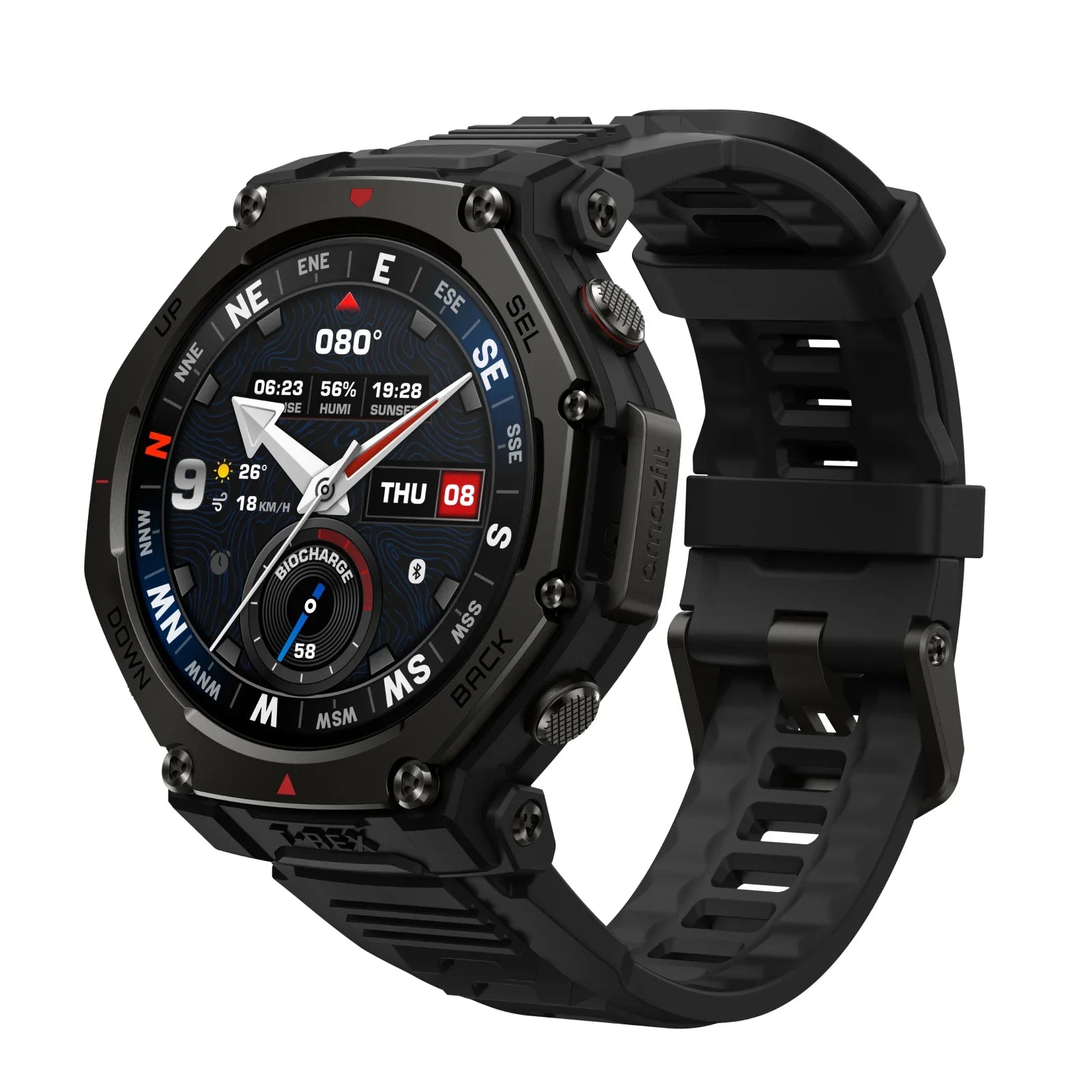 Amazfit T-Rex 3 Pro Outdoor Smart Watch 44Mm Sapphire AMOLED Display with Flashlight, Ti Bezel, Dual Band GPS, Offline Maps, 17 Days Battery, 10 ATM, 180+ Sports Mode for Android & Iphone, Black