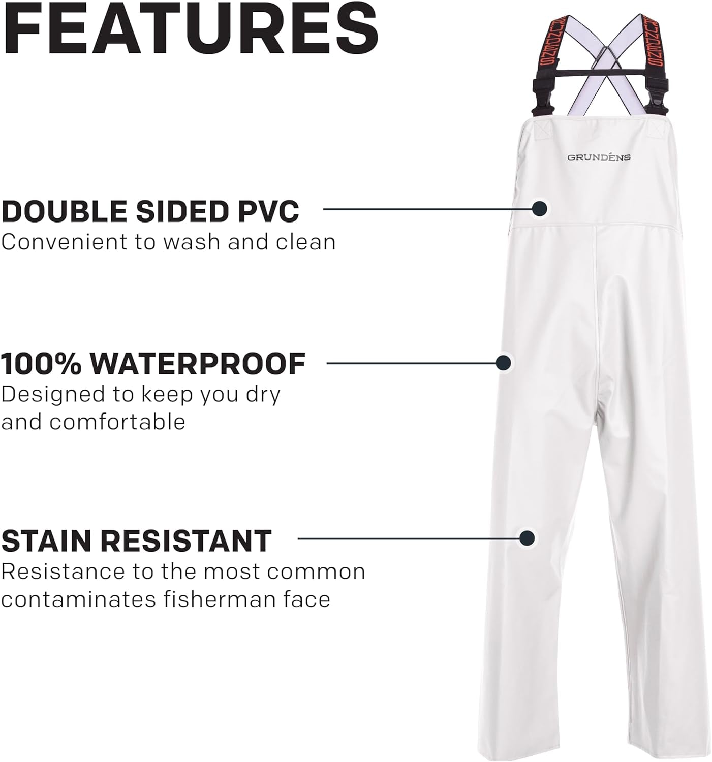 Grundens Men's Shoreman Bib Pants - Stain-Resistant and Waterproof Seafood Processing Bibs