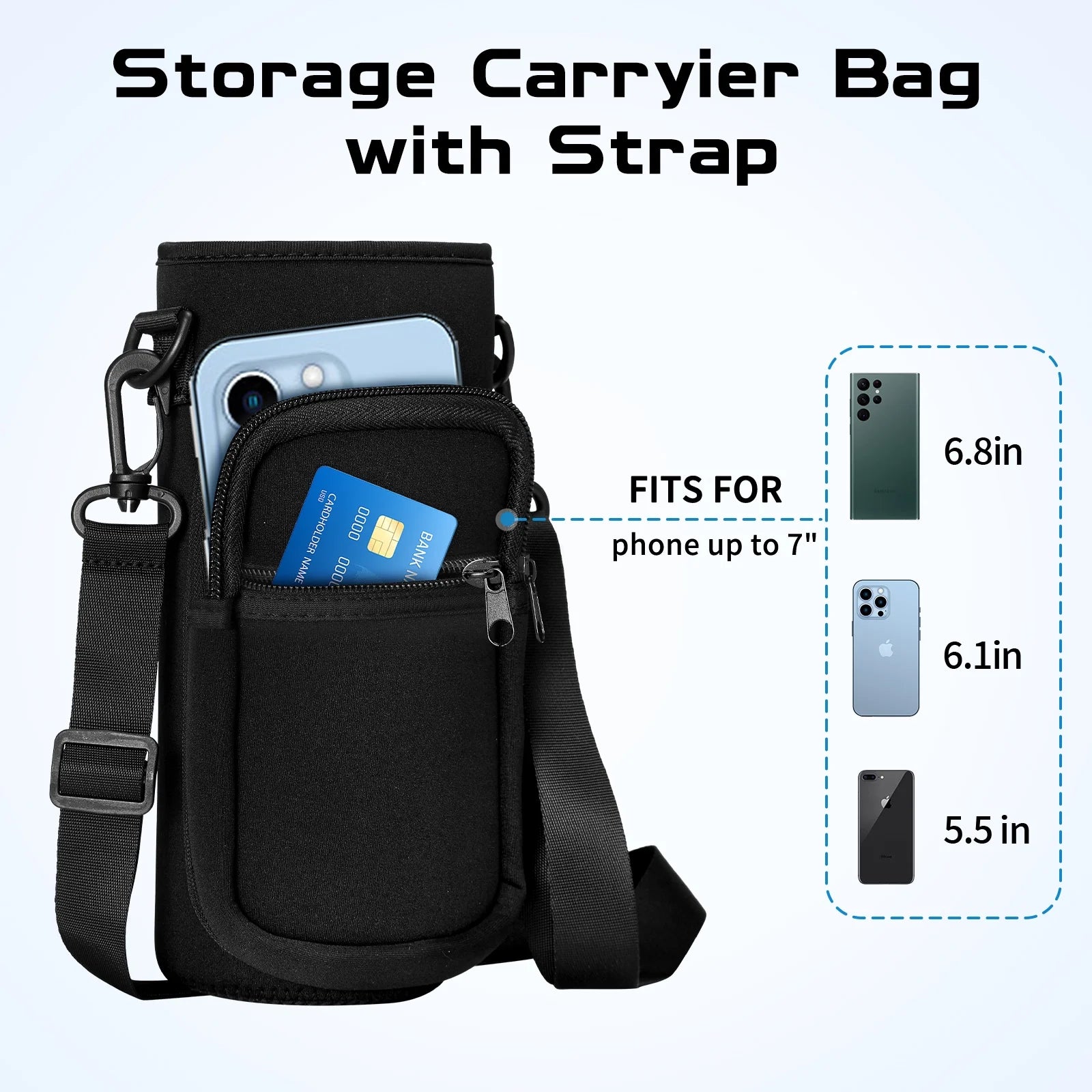 32oz Stainless Steel Insulated Water Bottle with Straw and Shoulder Carrier Bag