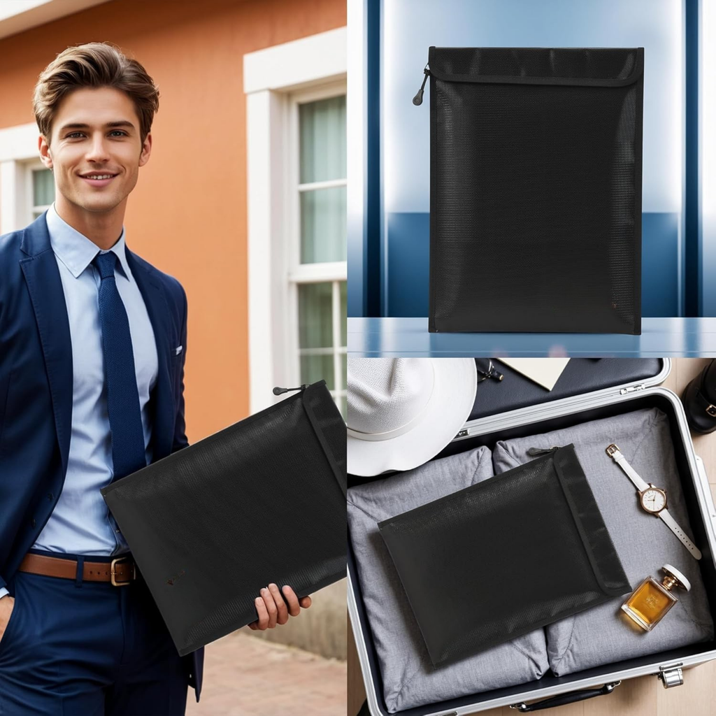 Fireproof & Water Resistant Document Bag – Money & File Safe Storage Pouch