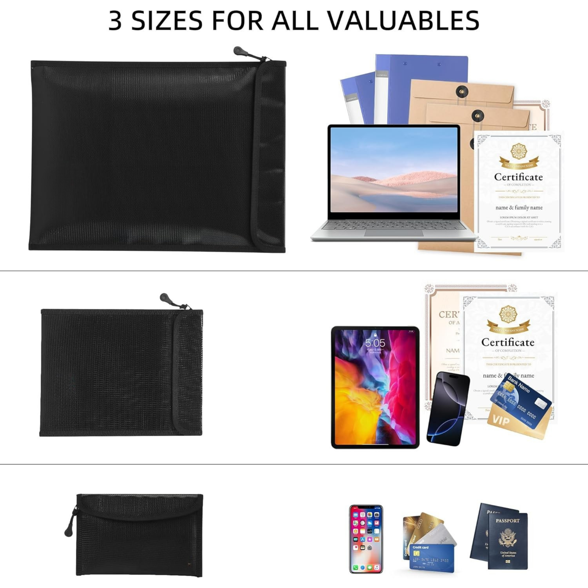 Fireproof & Water Resistant Document Bag – Money & File Safe Storage Pouch