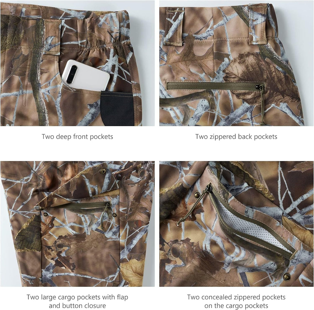 Men's Stretch Hunting Pants with Water-Resistant Camo Design