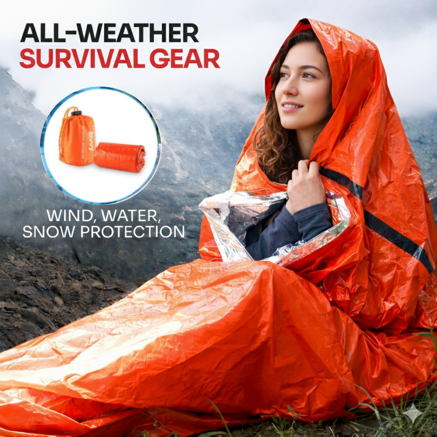 Emergency Sleeping Bag - Thermal Bivy  for Camping, Hiking, Outdoor and Survival Blanket Kit
