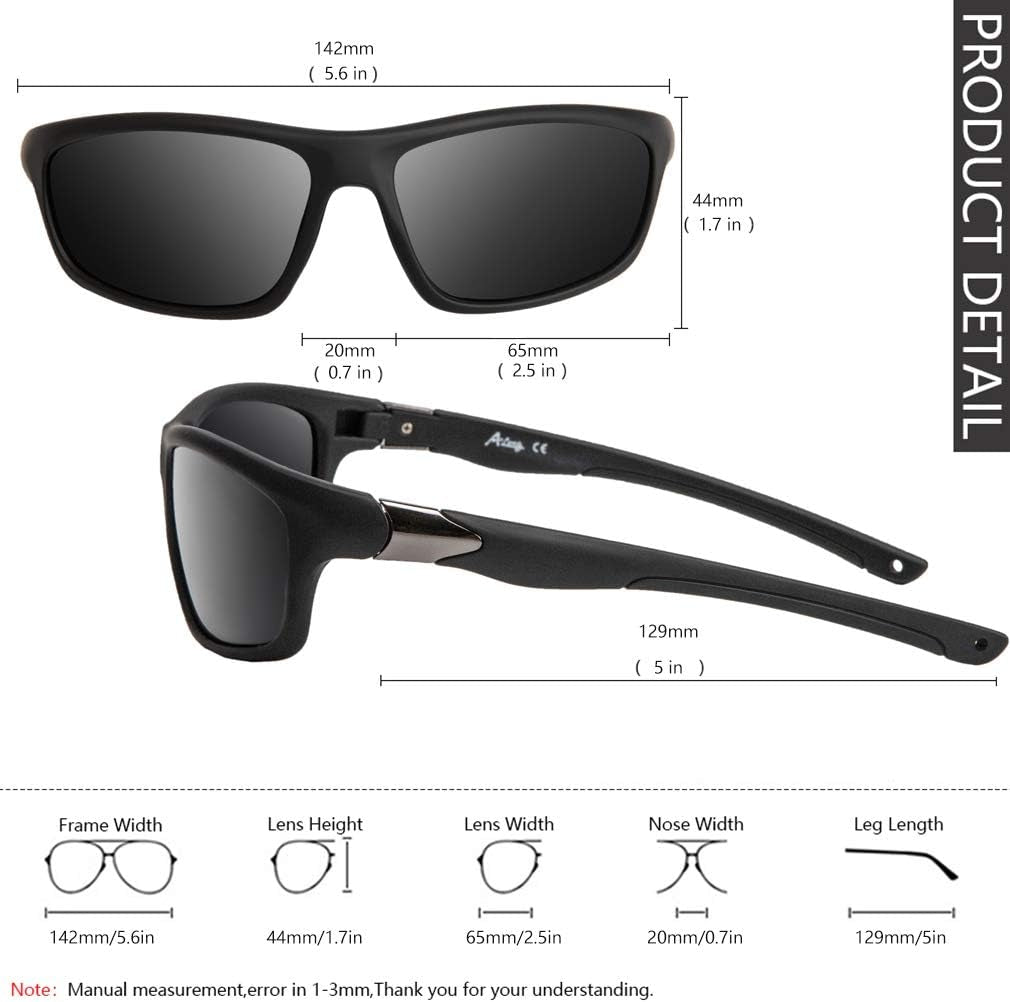 Men's Polarized Sports Sunglasses with 100% UV Protection for Driving, Fishing, Running, and Cycling