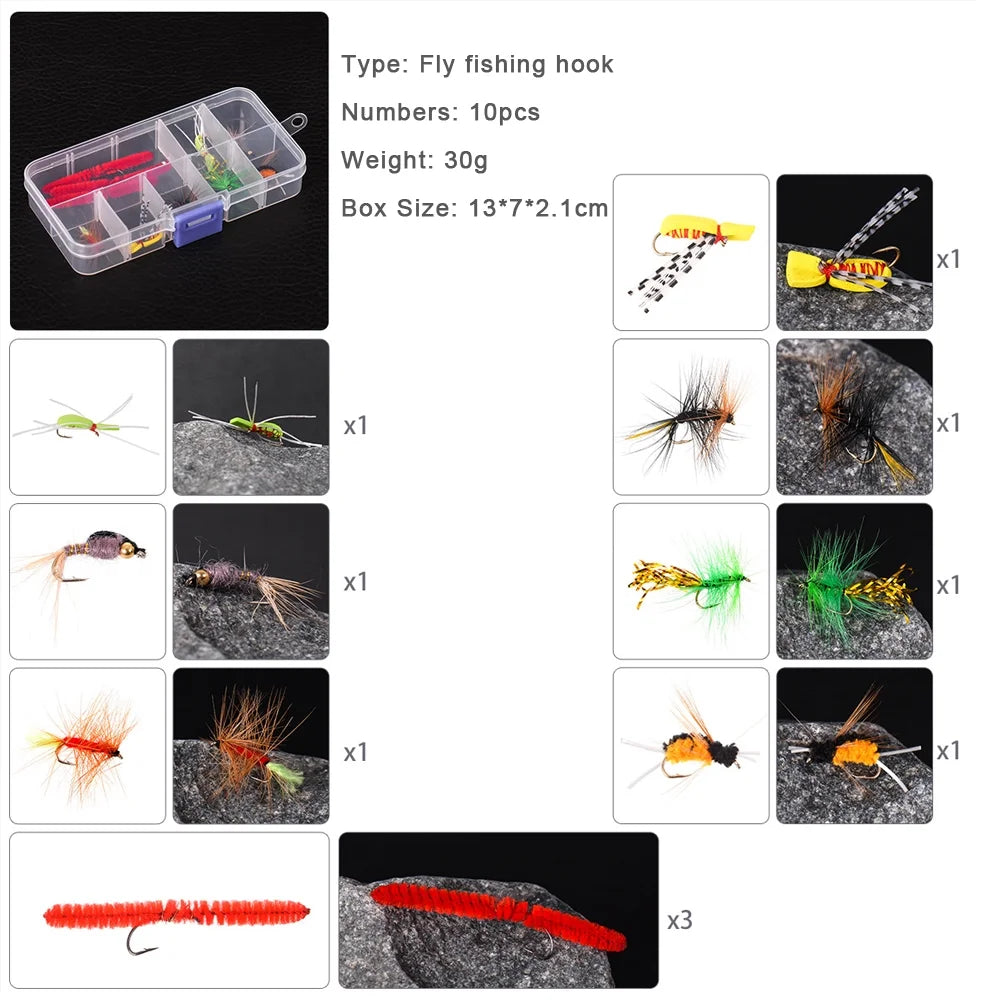 9-Foot Fly Fishing Rod and Reel Combo Set with Carry Bag, 10 Flies - Complete Starter Kit