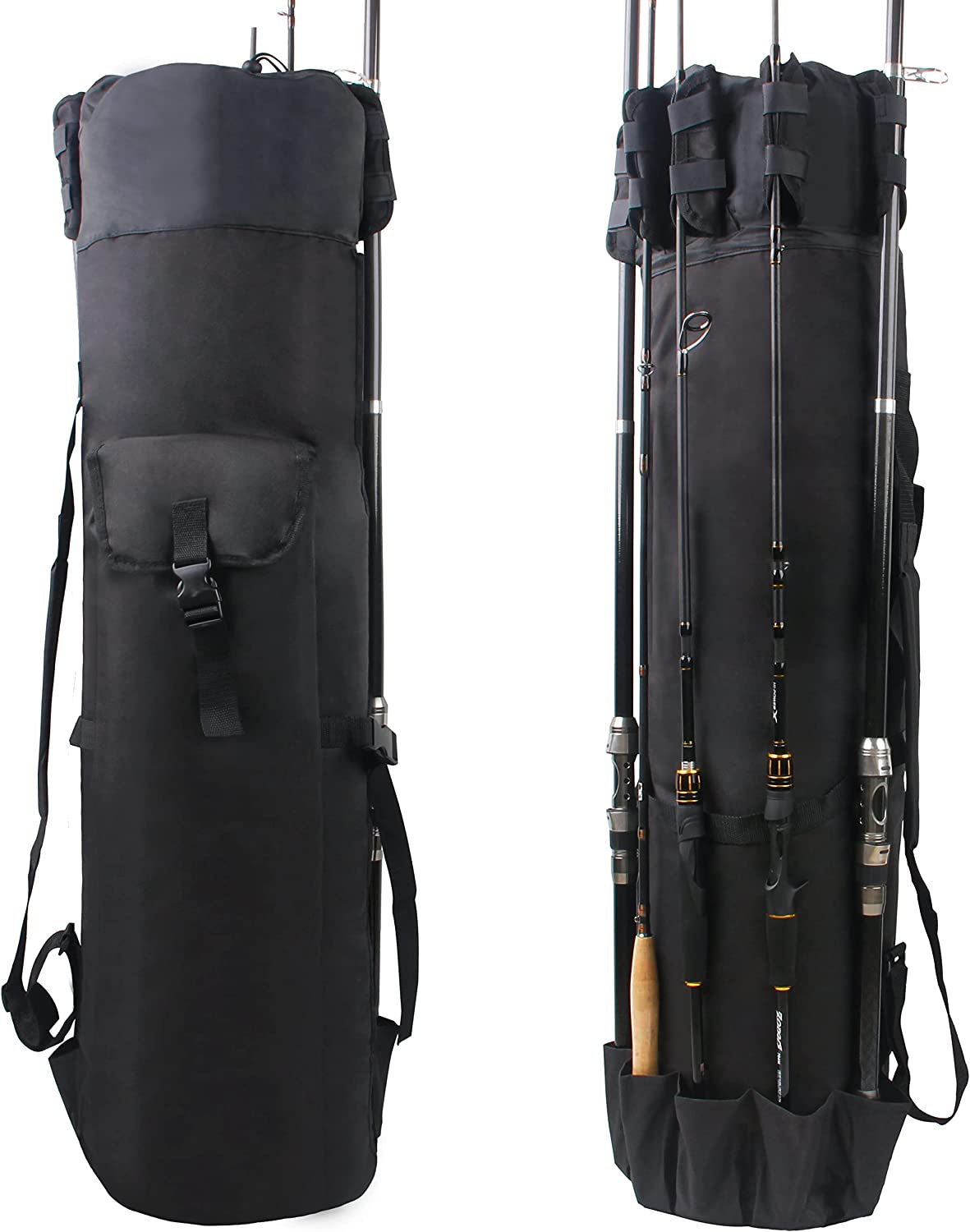 Large Capacity Waterproof Fishing Rod Carrier Travel Case for Men - Fishing Gear Equipment Bag with Reel Compartment