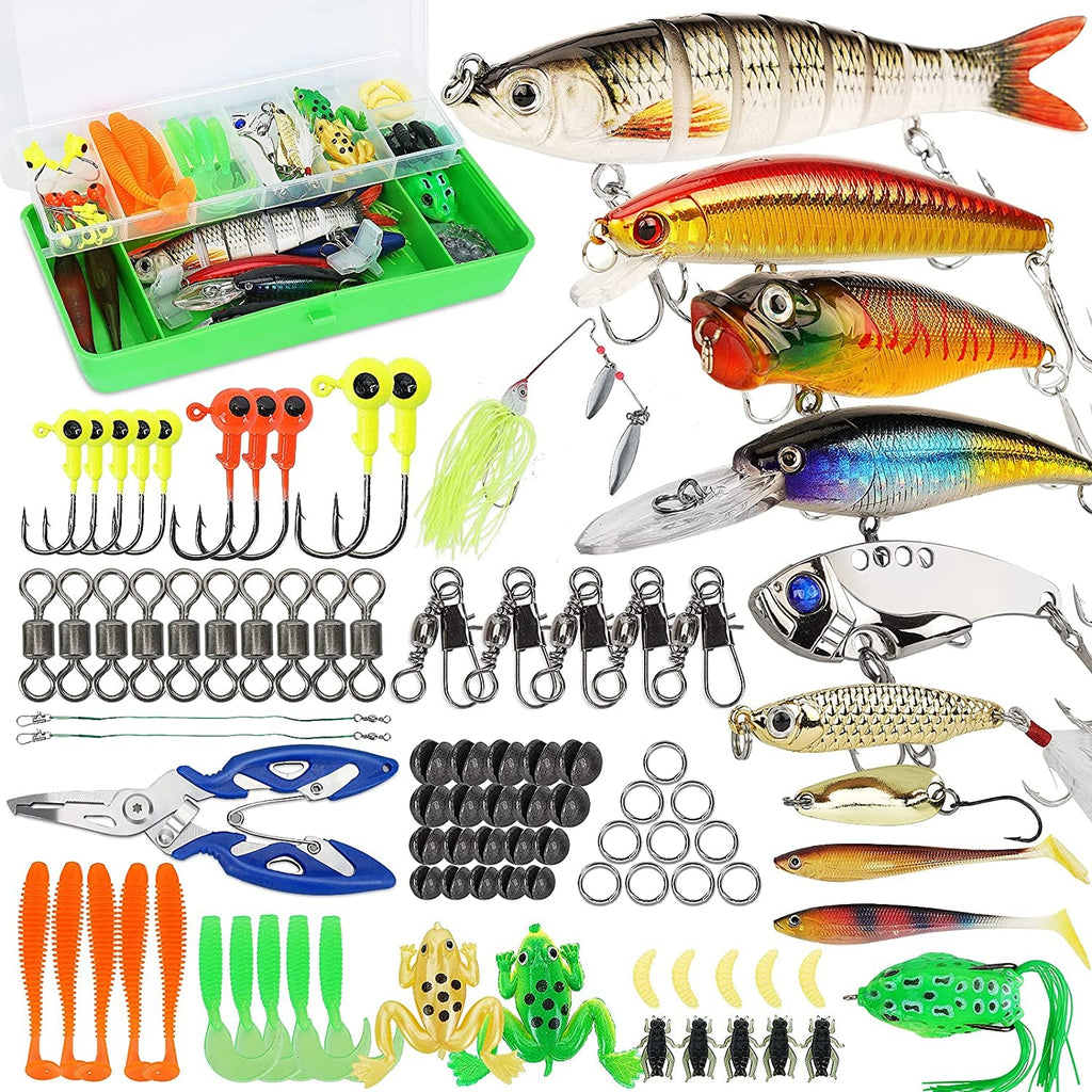 Comprehensive Fishing Lures Tackle Box Kit for Bass Fishing in Saltwater and Freshwater