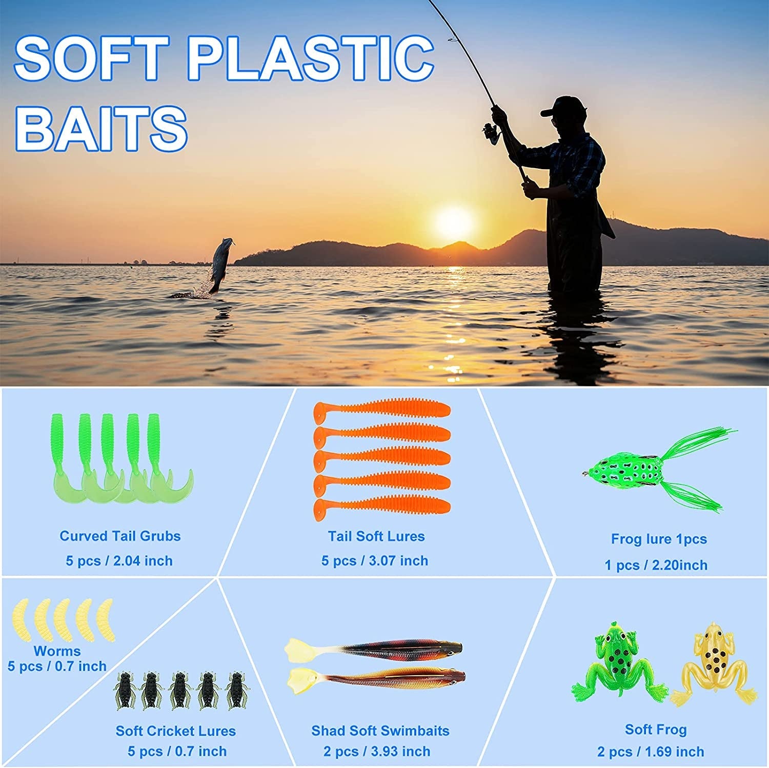Comprehensive Fishing Lures Tackle Box Kit for Bass Fishing in Saltwater and Freshwater