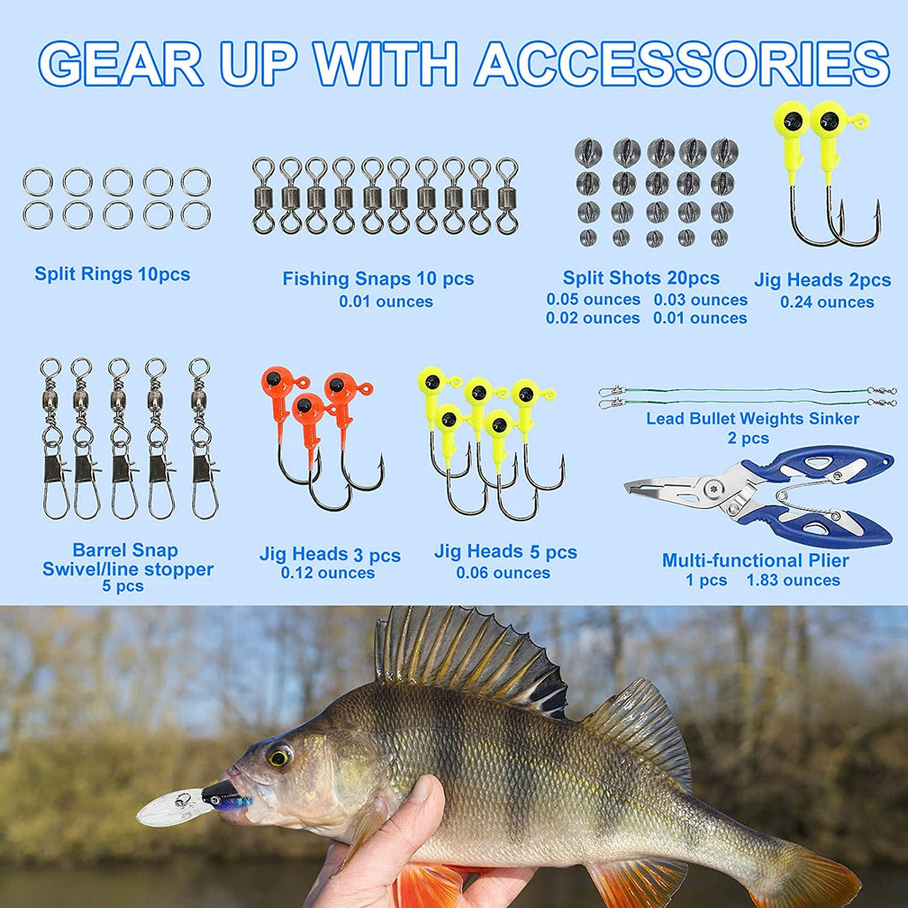 Comprehensive Fishing Lures Tackle Box Kit for Bass Fishing in Saltwater and Freshwater