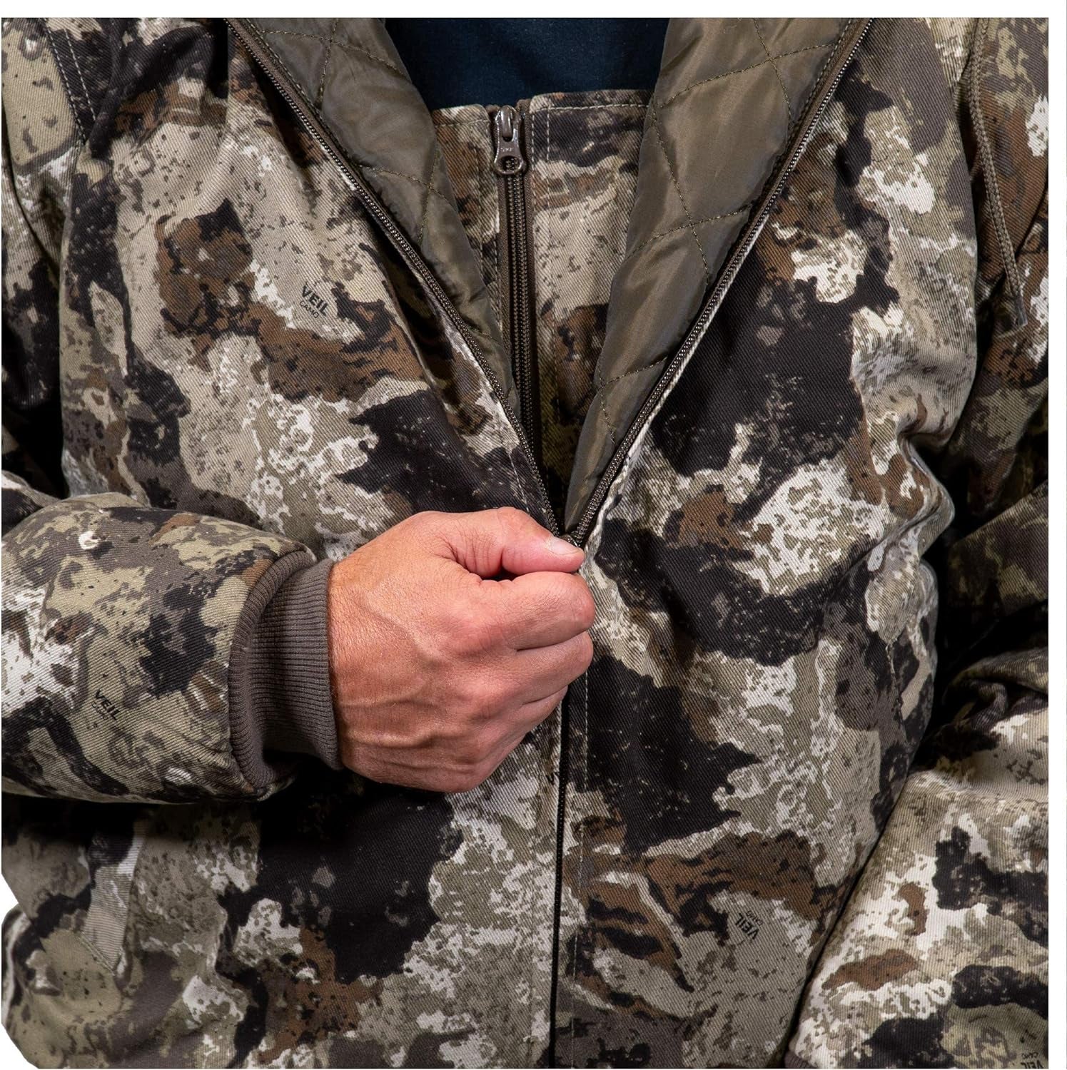 Men's Insulated Twill Camo Hunting Jacket with Cotton Shell for Cold Weather Hunting
