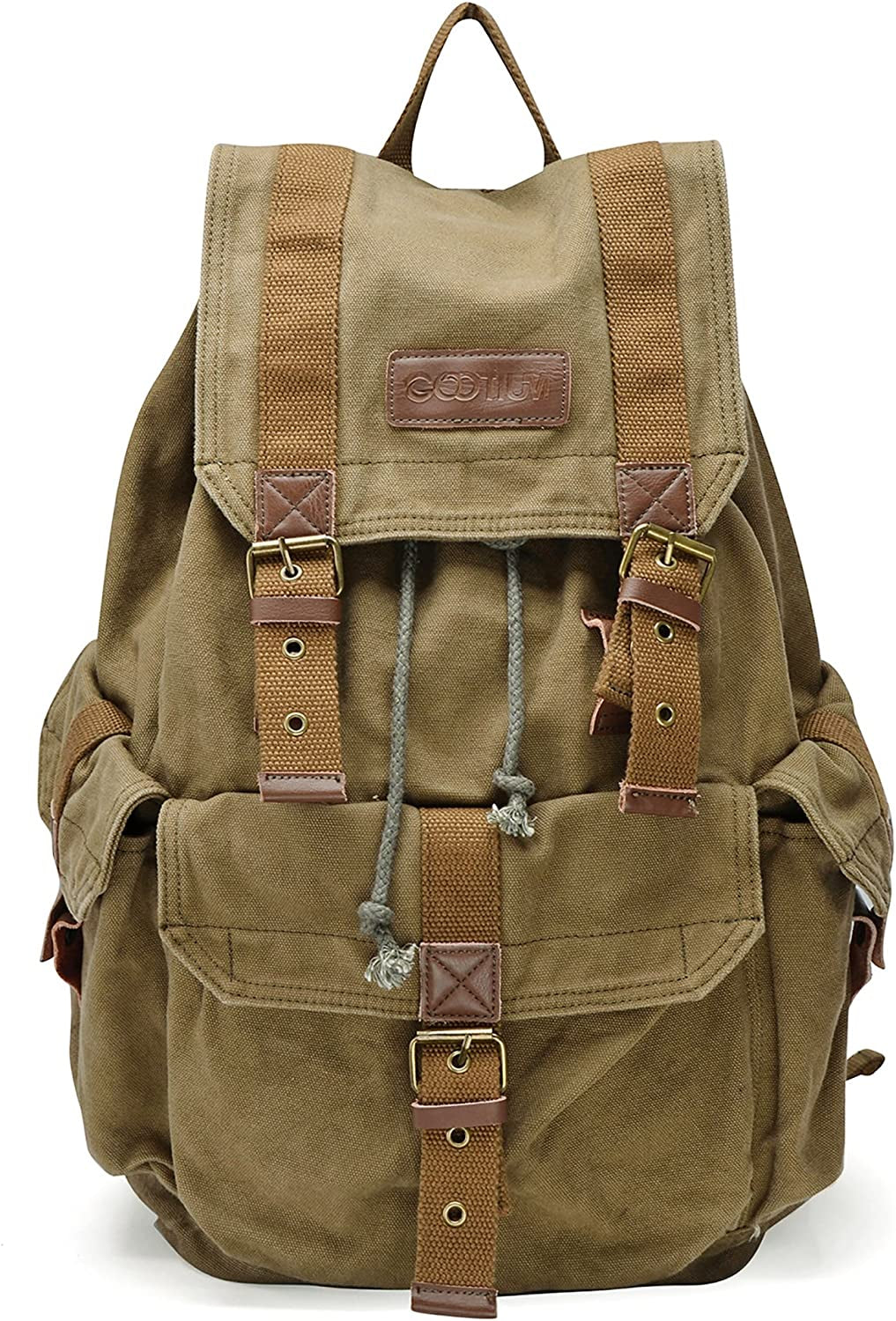 High Density Thick Canvas Backpack Rucksack in Army Green - Large