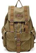High Density Thick Canvas Backpack Rucksack in Army Green - Large