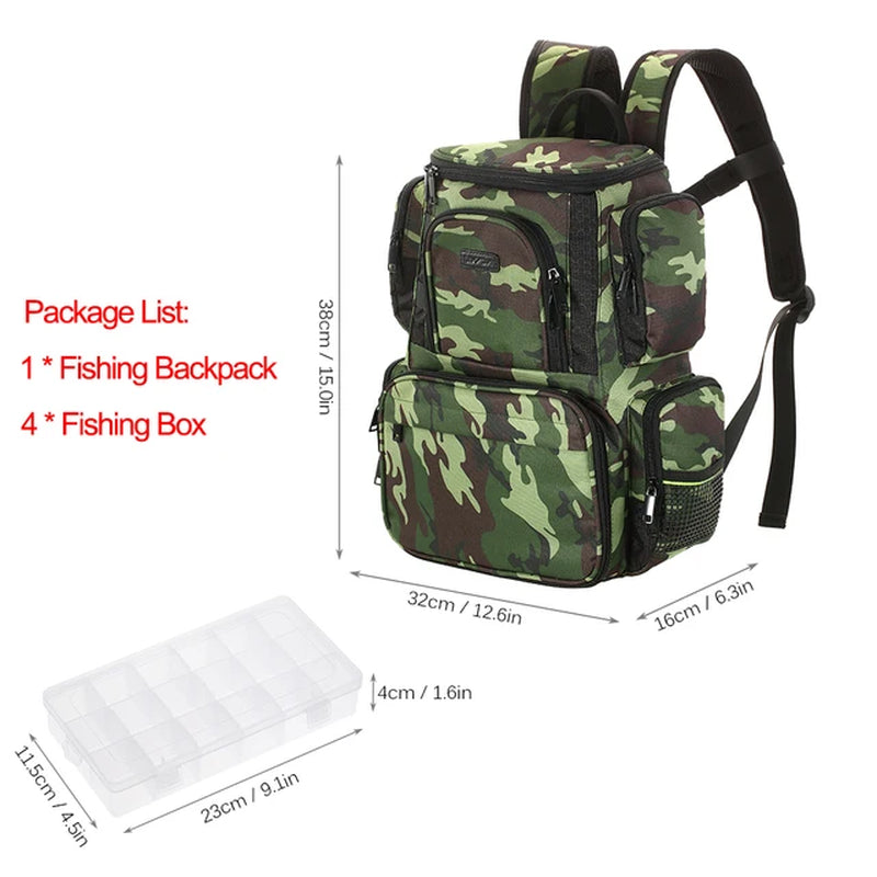Lixada Waterproof Fishing Backpack with Adjustable Straps and Tackle Storage Bag + Tackle Boxes