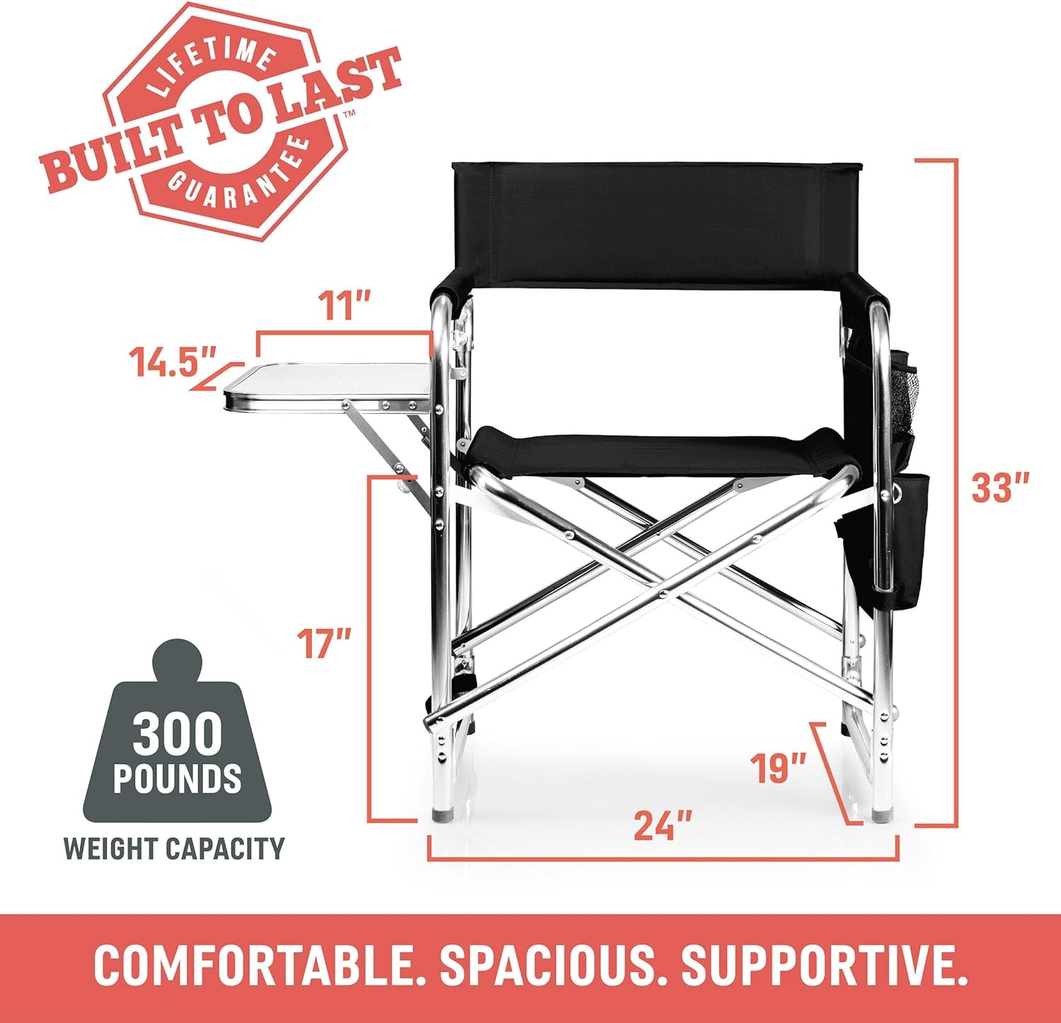 ONIVA Brand Sports Chair with Side Table - Red
