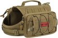 Nylon Tactical Pet Backpack for Medium & Large Dogs with Side Pockets - Ideal for Hiking, Walking, Training, and Running (Brown, Medium)