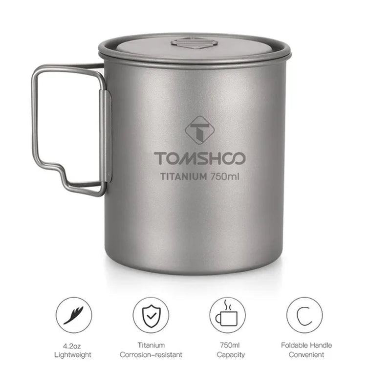 Durable Titanium Camping Cup - 750ml Outdoor Tableware for Tourists and Picnics