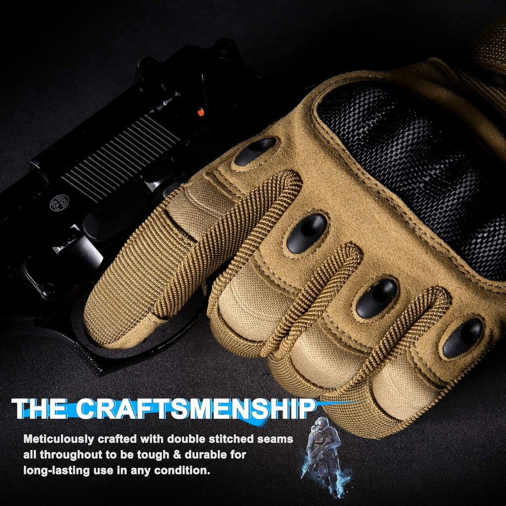 Men's Tactical Gloves with Touchscreen Capability for Airsoft, Paintball, and Motorcycle Use