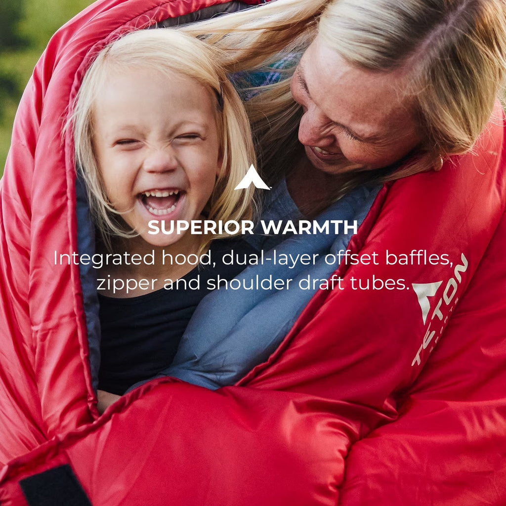 Celsius XL 0°F Sleeping Bag – Cold‑Weather Oversized Sleeping Bag with Mummy Hood, Draft Tubes & Compression Sack, Fits Adults up to 6'6" – Ruby Red