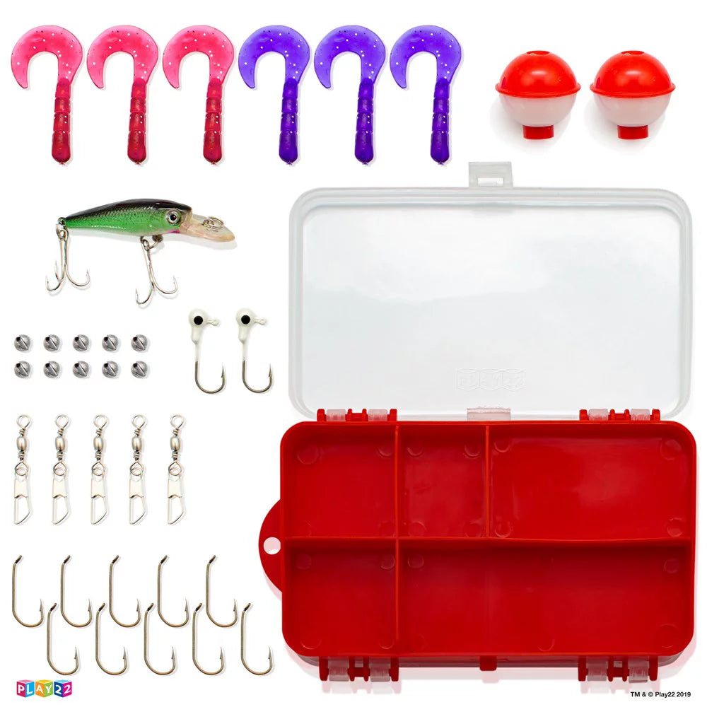 Junior Fishing Rod Combo Set - Complete Fishing Equipment for Kids with Tackle, Lures, Net, and Carry Bag
