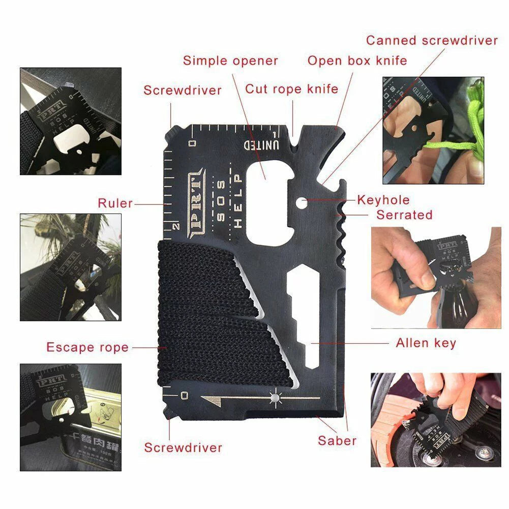 Outdoor Survival Kit - 12-in-1 Multifunction Emergency Equipment SOS and First Aid Gear Pack